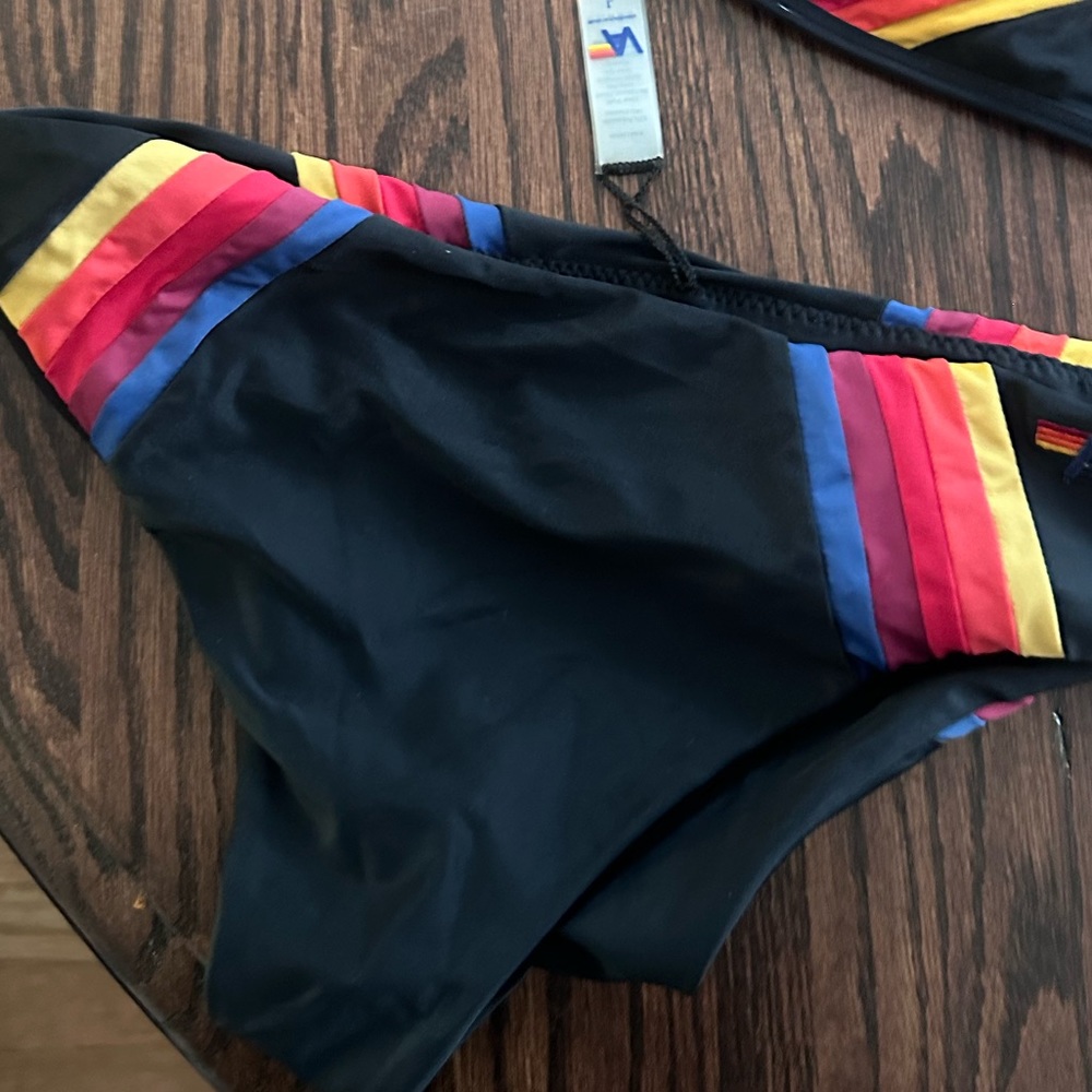 Aviator Nation Black high waist bikini bottoms nwt L
